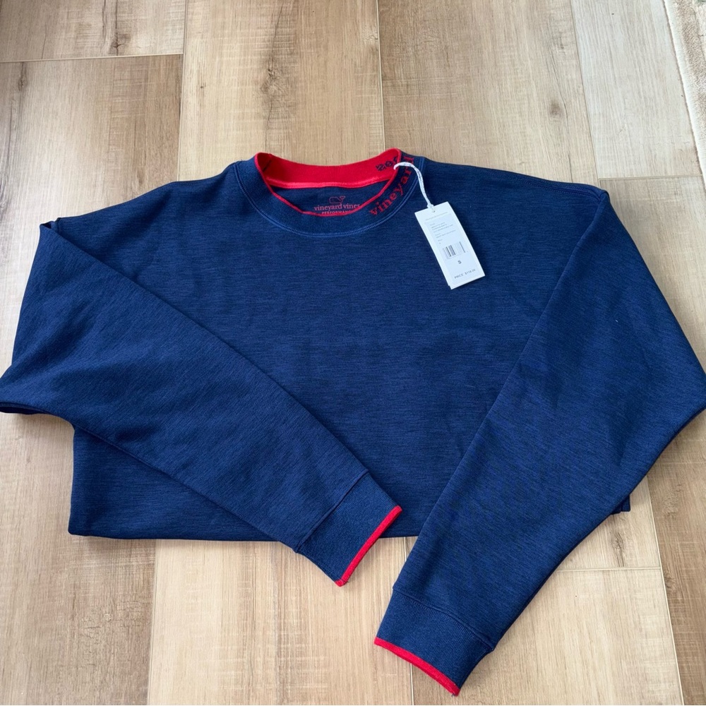 Navy Blue and Red Vineyard Vines Crewneck Sweatshirt